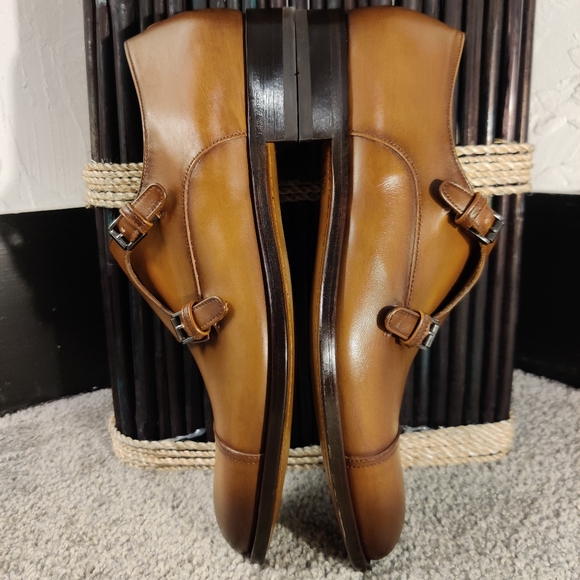 Antonio Maurizi Cap Toe Double Monk Strap Loafers (Tan US Men's Size: 11… - Picture 5 of 13